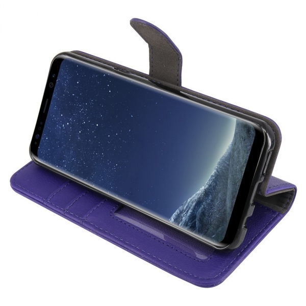 Tauri Galaxy S8 Plus Kickstand Deri C�zdan K�l�f-Purple