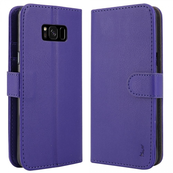 Tauri Galaxy S8 Plus Kickstand Deri Czdan Klf-Purple