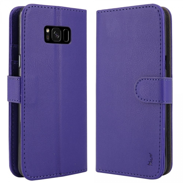 Tauri Galaxy S8 Plus Kickstand Deri C�zdan K�l�f-Purple