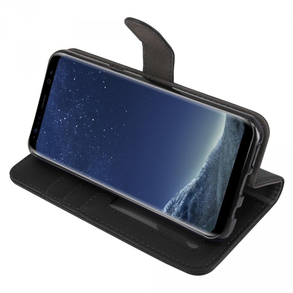 Tauri Galaxy S8 Plus Kickstand Deri Czdan Klf-Black