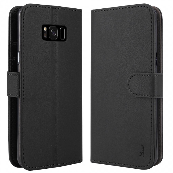Tauri Galaxy S8 Plus Kickstand Deri C�zdan K�l�f-Black