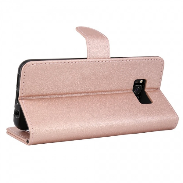 Tauri Galaxy S8 Plus Kickstand Deri C�zdan K�l�f-Rose Gold