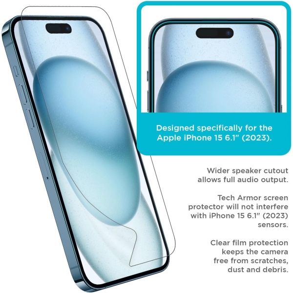 Tech Armor Apple iPhone 15 Ekran Koruyucu Film(4 adet)