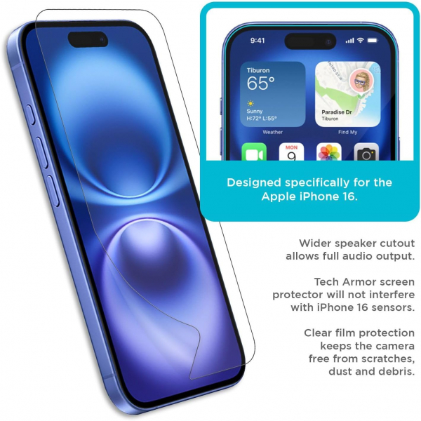 Tech Armor Apple iPhone 16 Ekran Koruyucu Film(4 adet)