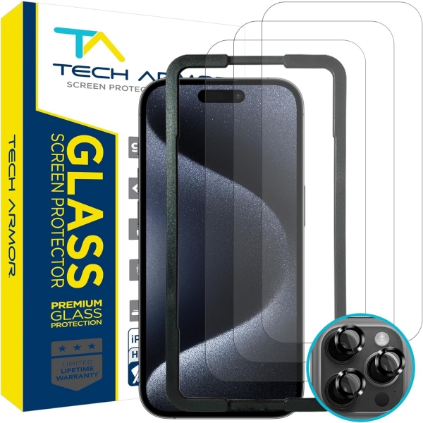 Tech Armor Apple iPhone 15 Pro Max Cam Ekran Koruyucu(3 adet)