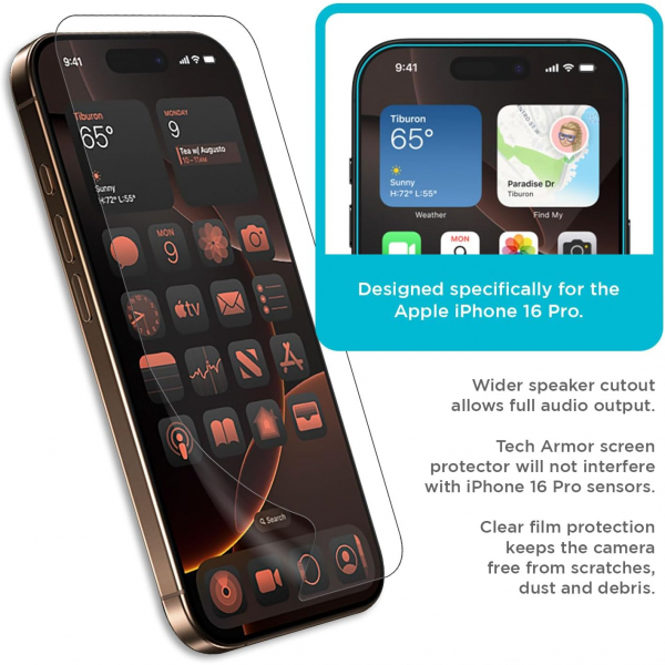Tech Armor  iPhone 16 Pro Ekran Koruyucu Film(4 adet)