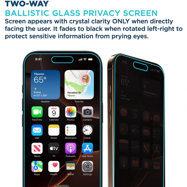 Tech Armor iPhone 16 Pro Privacy Cam Ekran Koruyucu
