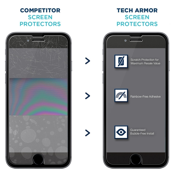 Tech Armor iPhone 8 Plus/7 Plus/6 Plus Balistik Temperli Cam Ekran Koruyucu (2 Adet)