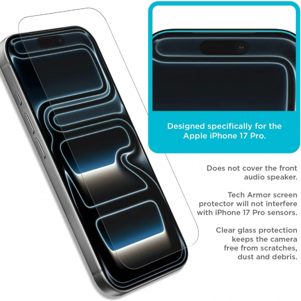 Tech Armor iPhone 17 Pro Ekran Koruyucu (3 Adet)