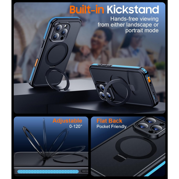 Temdan Apple iPhone 16 Pro Su Geirmez Mag Klf -Blue