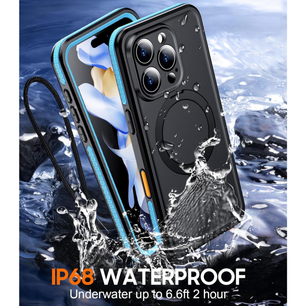 Temdan Apple iPhone 16 Pro Su Geirmez Mag Klf -Blue