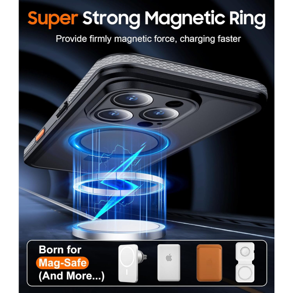 Temdan Apple iPhone 16 Pro Su Geirmez Mag Klf -Grey