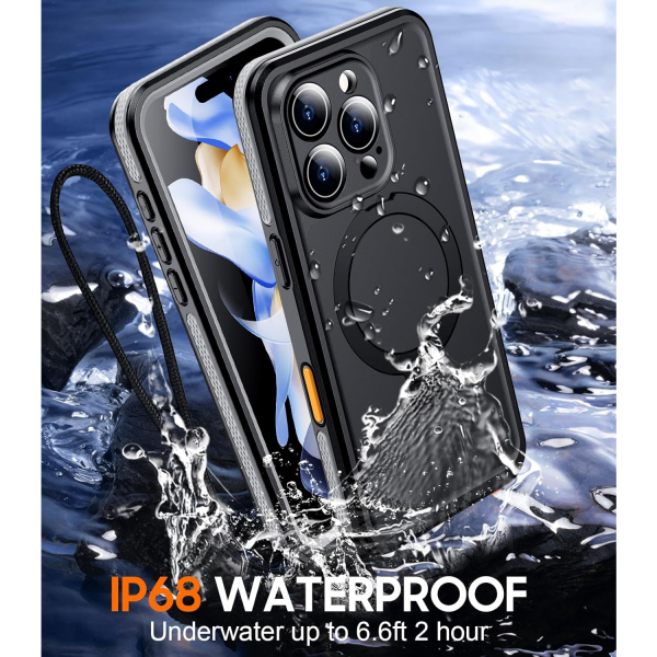 Temdan Apple iPhone 16 Pro Su Geirmez Mag Klf -Grey