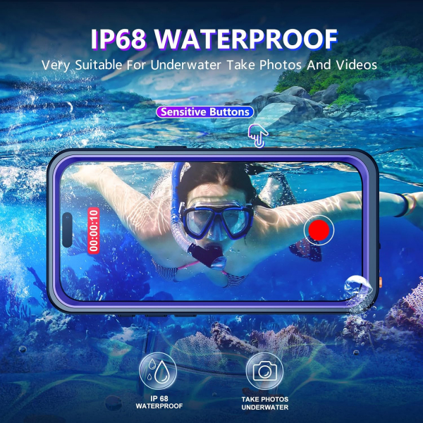 Temdan Apple iPhone 17 Pro Max Su Geirmez Klf -Purple Clear