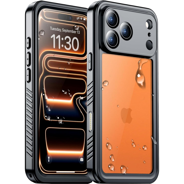Temdan Apple iPhone 17 Pro Max Su Geirmez Klf -Black Clear