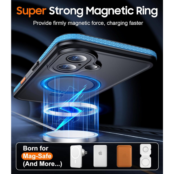 Temdan Apple iPhone 16 Su Geirmez Mag Klf -Blue