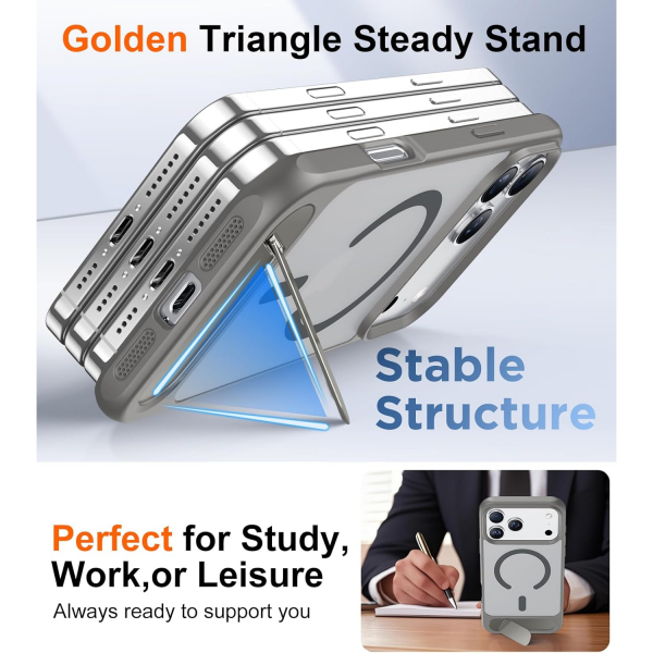 Temdan Apple iPhone 17 Pro Standl Klf-Gray