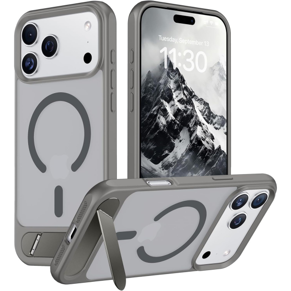 Temdan Apple iPhone 17 Pro Standl Klf-Gray