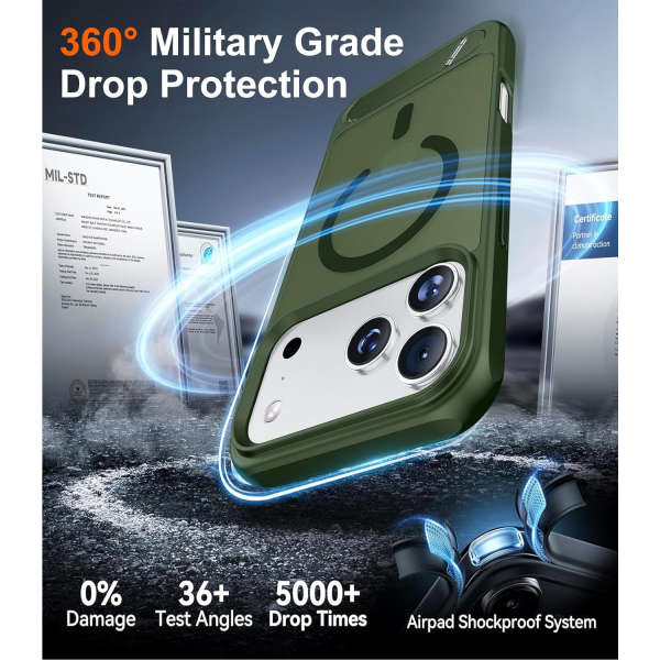 Temdan Apple iPhone 17 Pro Standl Klf-Green