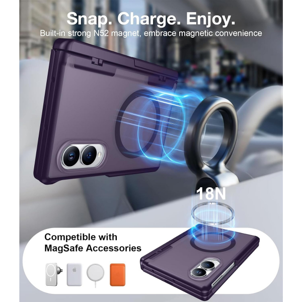 Temdan Galaxy Z Fold 8 MagSafe Ekran Koruyuculu K�l�f-Purple