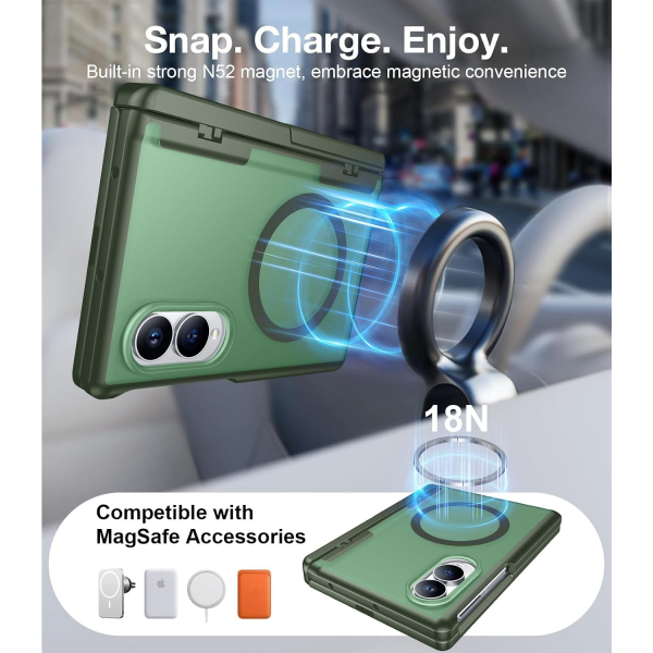 Temdan Galaxy Z Fold 8 MagSafe Ekran Koruyuculu K�l�f-Green