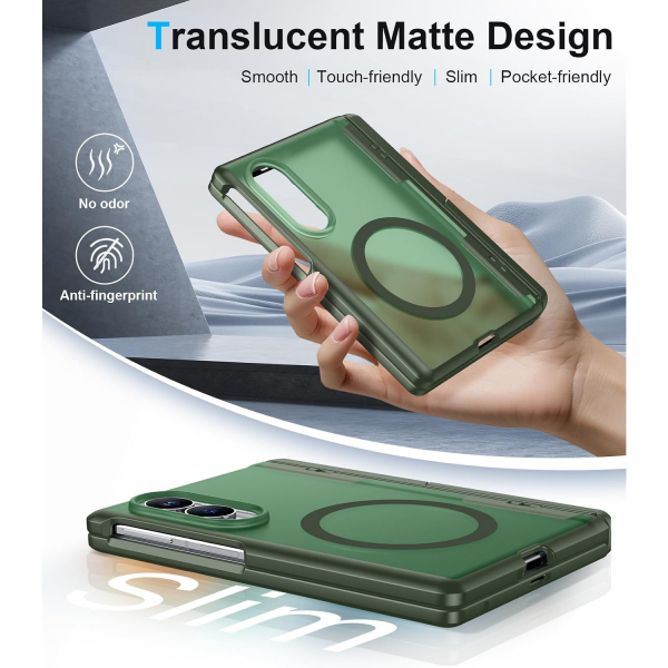 Temdan Galaxy Z Fold 8 MagSafe Ekran Koruyuculu K�l�f-Green