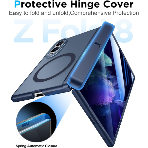 Temdan Galaxy Z Fold 8 MagSafe Ekran Koruyuculu K�l�f-Blue