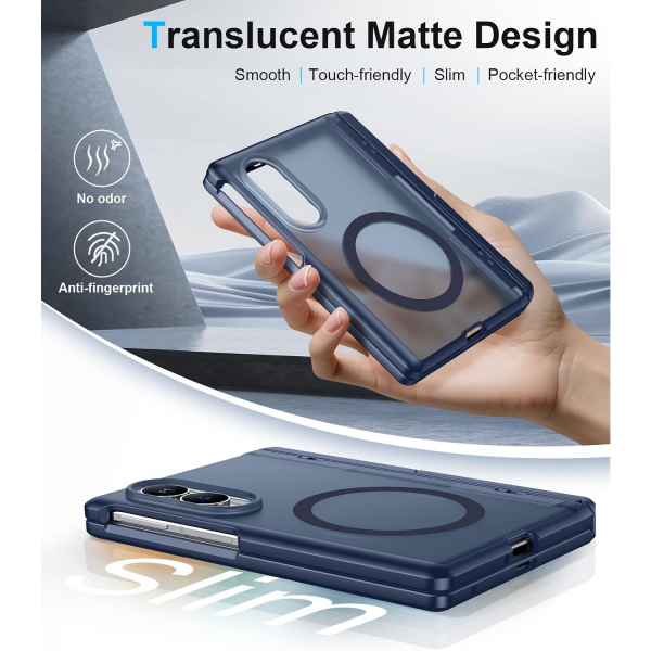 Temdan Galaxy Z Fold 8 MagSafe Ekran Koruyuculu K�l�f-Blue