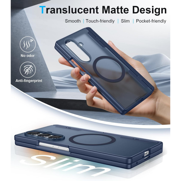 Temdan Galaxy Z Fold 8 Ultra MagSafe Koruyuculu K�l�f-Blue