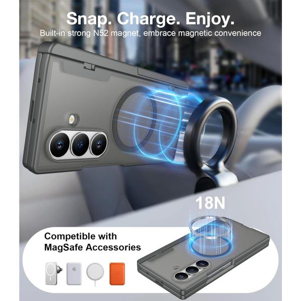 Temdan Galaxy Z Fold 8 Ultra MagSafe Koruyuculu K�l�f-Gray