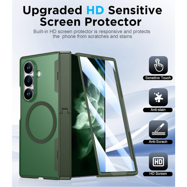 Temdan Galaxy Z Fold 8 Ultra MagSafe Koruyuculu K�l�f-Green