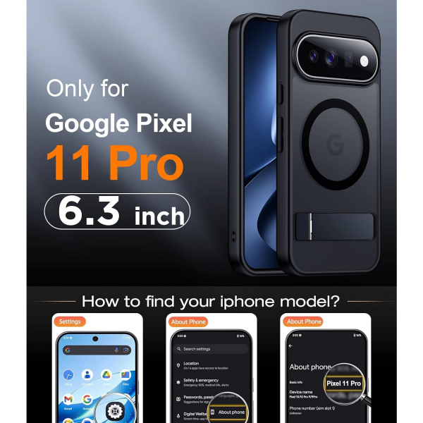 Temdan Google Pixel 11 Pro Manyetik Standl� K�l�f-Black