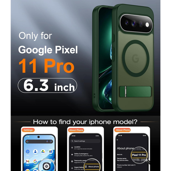 Temdan Google Pixel 11 Pro Manyetik Standl� K�l�f-Green