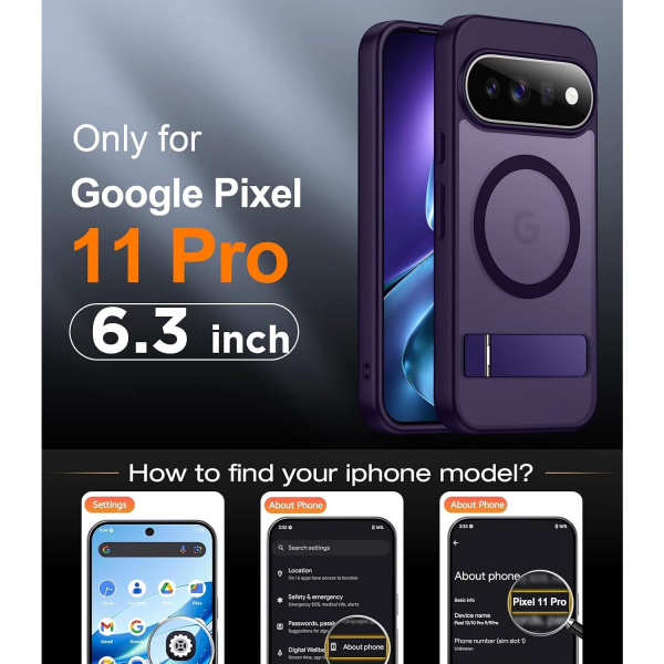 Temdan Google Pixel 11 Pro Manyetik Standl� K�l�f-Purple