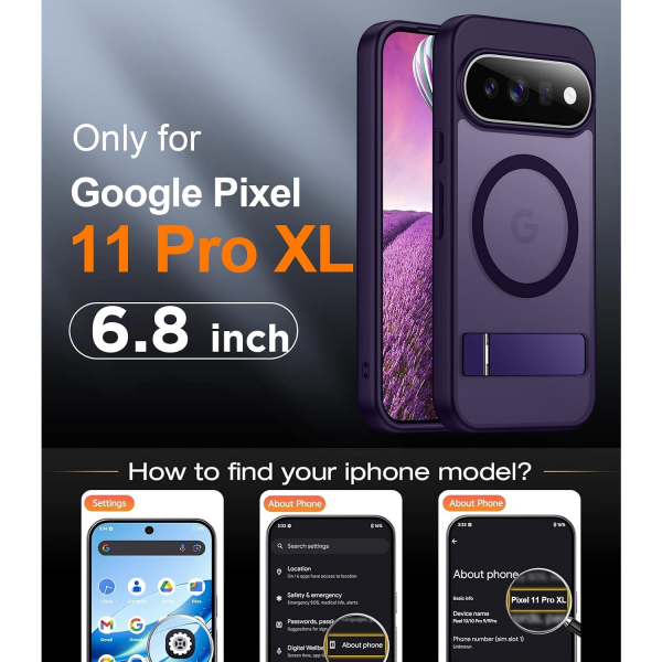 Temdan Google Pixel 11 Pro XL Manyetik Standl� K�l�f-Purple