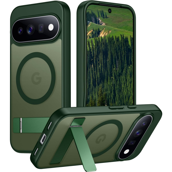 Temdan Google Pixel 11 Pro XL Manyetik Standl� K�l�f-Green