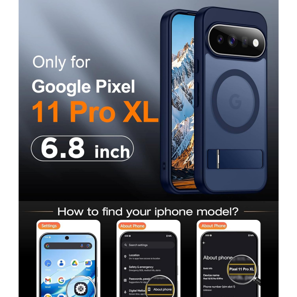 Temdan Google Pixel 11 Pro XL Manyetik Standl� K�l�f-Blue