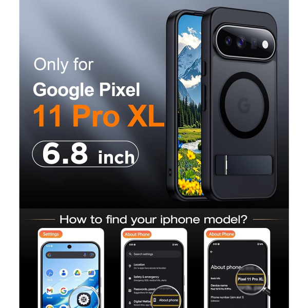 Temdan Google Pixel 11 Pro XL Manyetik Standl� K�l�f-Black