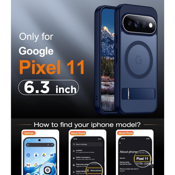 Temdan Google Pixel 11 Uyumlu Manyetik Standl� K�l�f-Blue