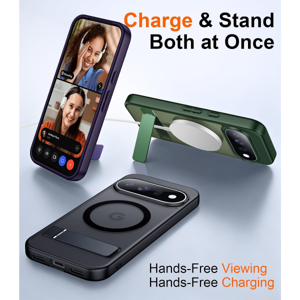 Temdan Google Pixel 11 Uyumlu Manyetik Standl� K�l�f-Green