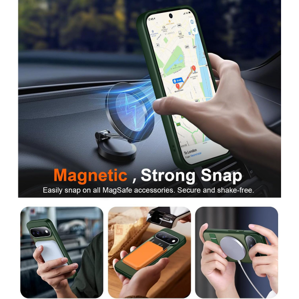 Temdan Google Pixel 11 Uyumlu Manyetik Standl� K�l�f-Green