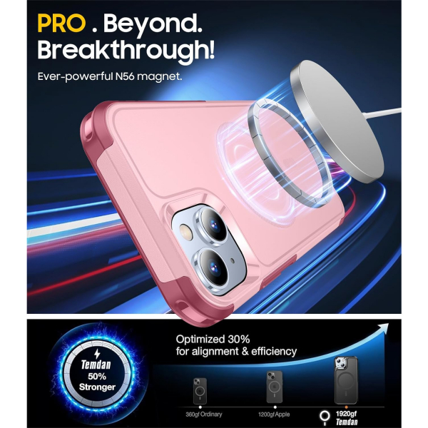 Temdan Manyetik iPhone 15 Klf -Pink