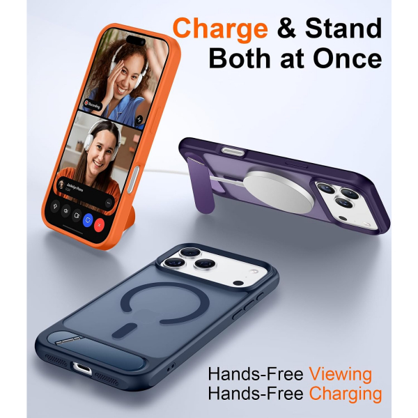Temdan Manyetik iPhone 18 Pro Standl� K�l�f-Blue