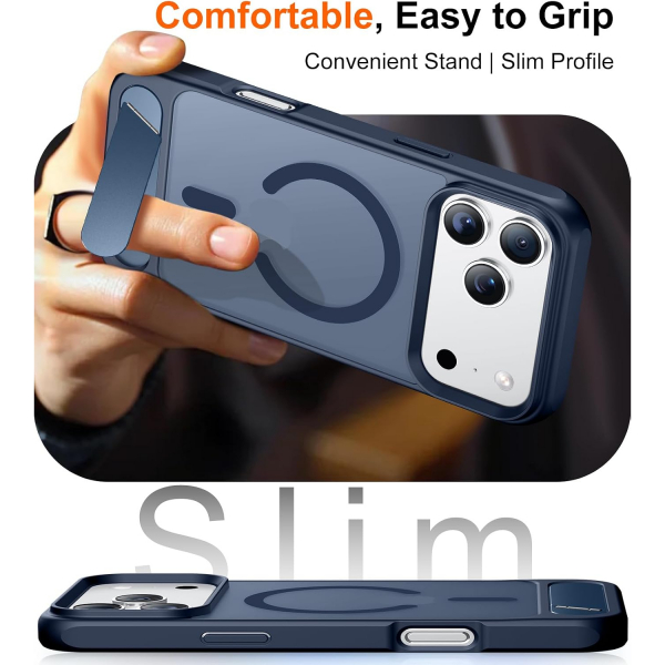 Temdan Manyetik iPhone 18 Pro Standl� K�l�f-Blue