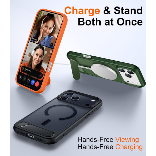 Temdan Manyetik iPhone 18 Pro Standl� K�l�f-Forest Green