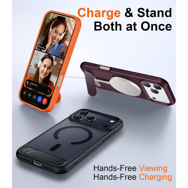 Temdan Manyetik iPhone 18 Pro Standl� K�l�f-Dark Cherry