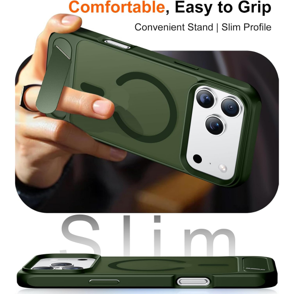 Temdan Manyetik iPhone 18 Pro Standl� K�l�f-Green