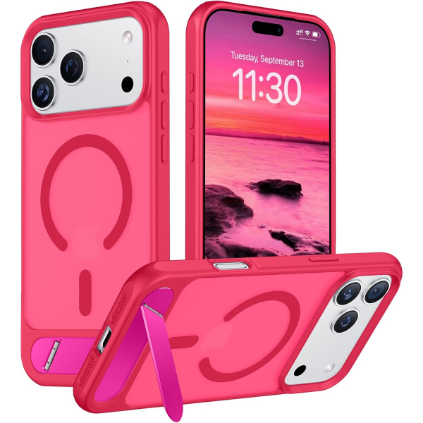 Temdan Manyetik iPhone 18 Pro Standl� K�l�f-Hot Pink