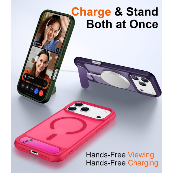 Temdan Manyetik iPhone 18 Pro Standl� K�l�f-Hot Pink