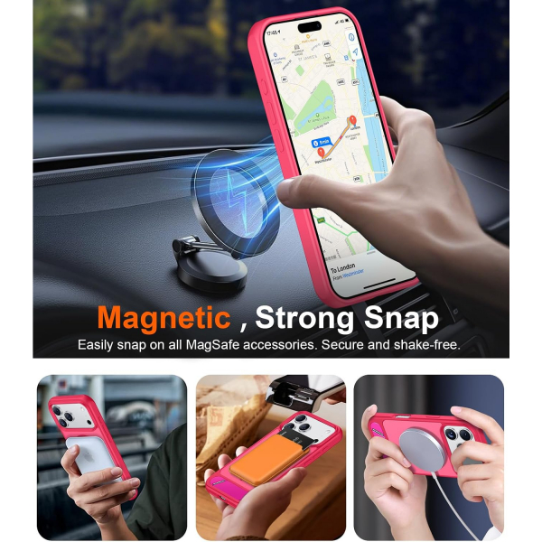 Temdan Manyetik iPhone 18 Pro Standl� K�l�f-Hot Pink